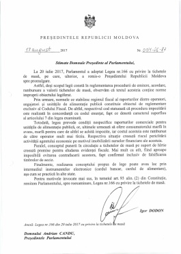 Președintele țării a relatat despre prevederile proiectelor de lege pe care le-a returnat Parlamentului și pe care insistă PDM