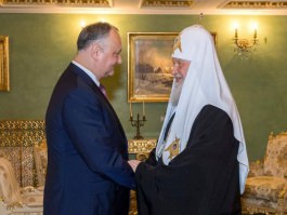 Președintele Republicii Moldova a avut o întrevedere cu Patriarhul Moscovei și al Întregii Rusii