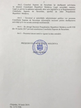 Președintele a semnat Decretul privind constituirea Consiliului Suprem de Securitate al Republicii Moldova