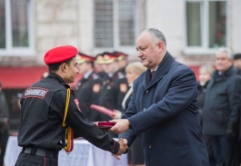 Șeful statului a participat la ceremonia consacrată celei de-a 28-a aniversări de la formarea Trupelor de Carabinieri