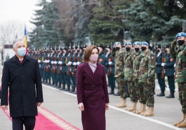 Președintele Republicii Moldova, Maia Sandu, a participat la ceremonia de detașare a contingentului Armatei Naționale în misiunea KFOR din Kosovo