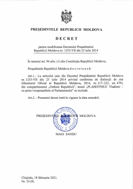 Președintele Maia Sandu i-a retras lui Vlad Plahotniuc „Ordinul Republicii”