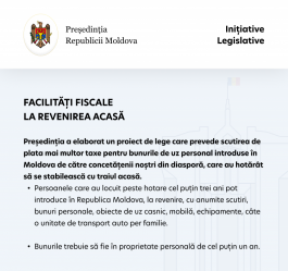 Președintele Maia Sandu propune un proiect de lege care prevede facilități fiscale pentru cetățenii din diasporă, care au decis să revină acasă